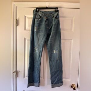 Distressed Blue Jeans